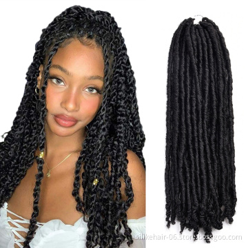 New Soft 18 inch Black Bohemian Locs Women Faux Dreadlocks Braids Goddess Faux Locs Synthetic Crochet Braiding Hair Extensions